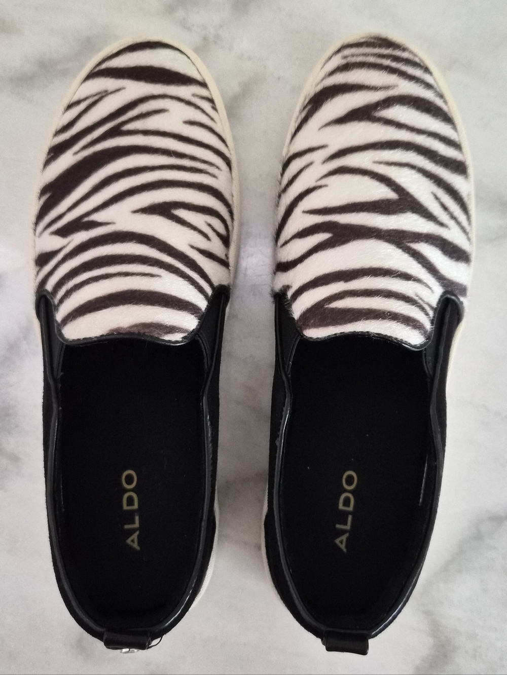 Aldo Black & White Zebra Slip-On Sneakers